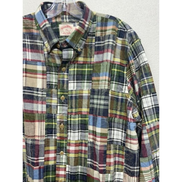 Brooks Brothers Button Down Shirt Mens XL Madras Patchwork Long Sleeve Plaid VTG - Picture 3 of 5